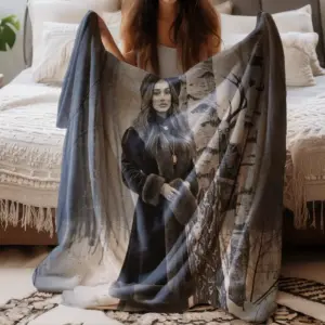 Personalized Wendigo Blanket Custom Face 19th Century Photo Gothic Horror Cryptid Cozy