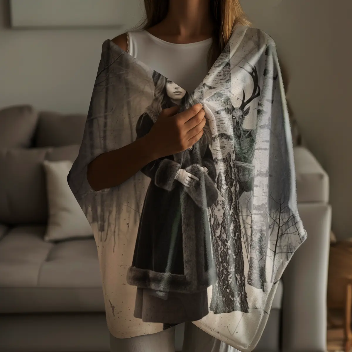 Personalized Wendigo Blanket | Custom Face 19th Century Photo, Gothic Horror Cryptid Cozy 4 Personalized Wendigo Blanket Custom Face 19th Century Photo Gothic Horror Cryptid Cozy