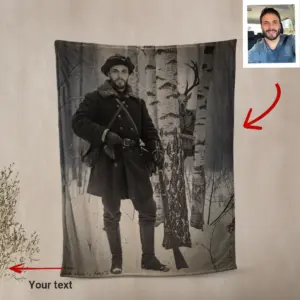 Personalized Wendigo Blanket Custom Face 19th Century Photo Gothic Horror Cryptid Cozy