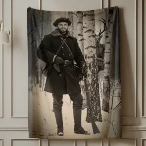 Personalized Wendigo Blanket Custom Face 19th Century Photo Gothic Horror Cryptid Cozy