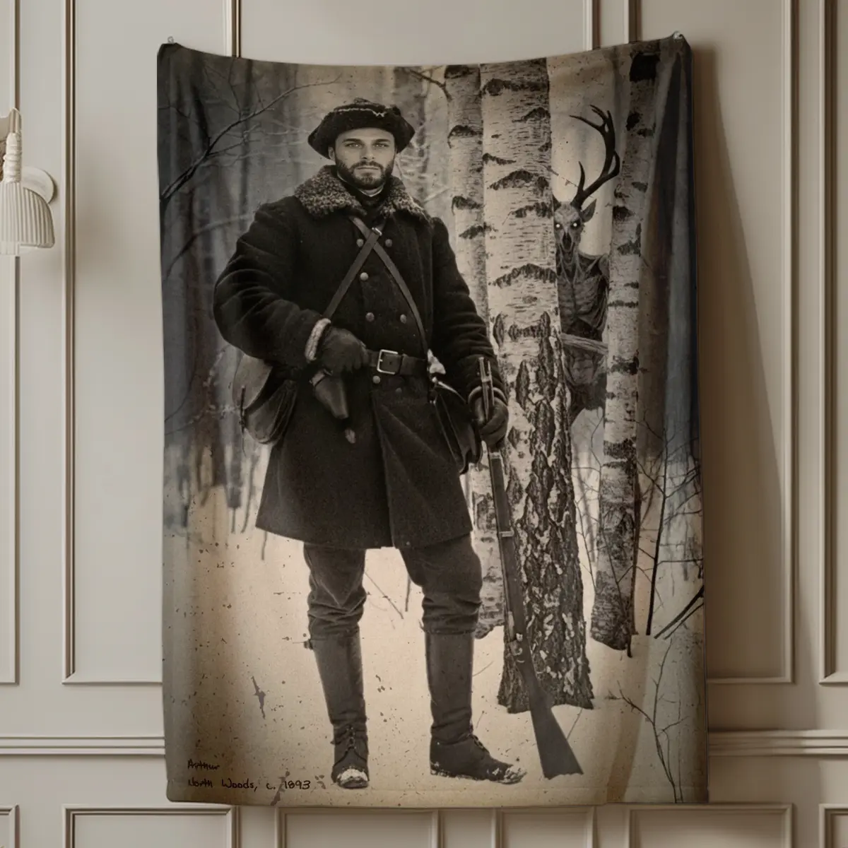 Personalized Wendigo Blanket | Custom Face 19th Century Photo, Gothic Horror Cryptid Cozy 8 Personalized Wendigo Blanket Custom Face 19th Century Photo Gothic Horror Cryptid Cozy