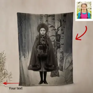 Personalized Wendigo Blanket Custom Face 19th Century Photo Gothic Horror Cryptid Cozy