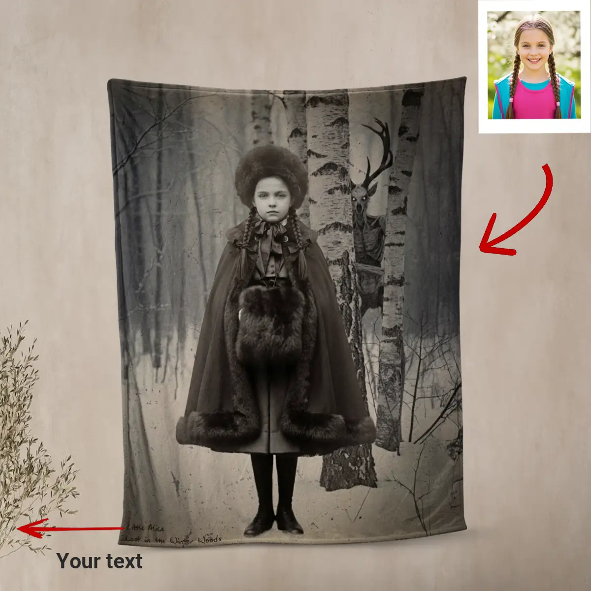 Personalized Wendigo Blanket | Custom Face 19th Century Photo, Gothic Horror Cryptid Cozy 10 Personalized Wendigo Blanket Custom Face 19th Century Photo Gothic Horror Cryptid Cozy