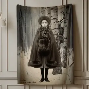 Personalized Wendigo Blanket Custom Face 19th Century Photo Gothic Horror Cryptid Cozy
