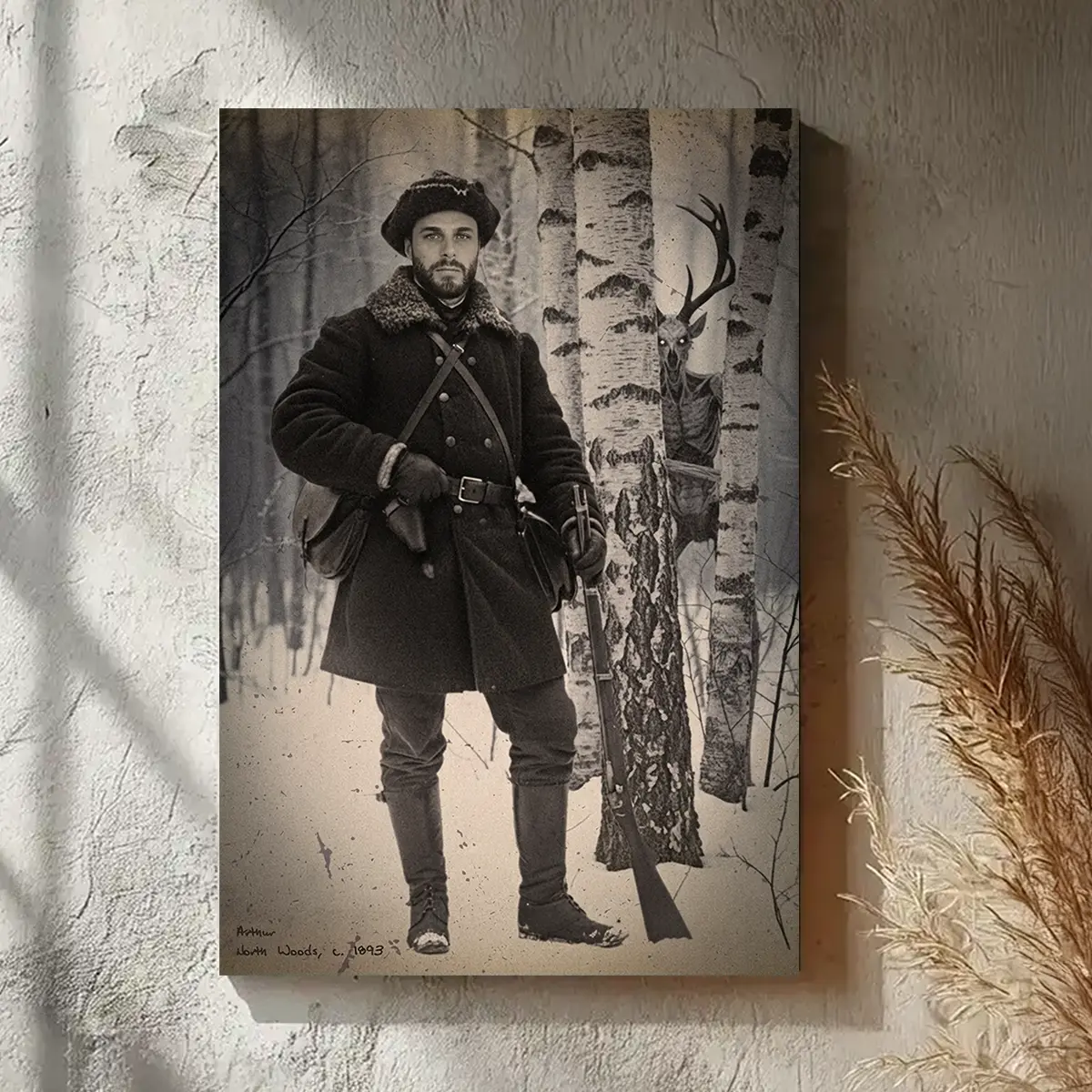 Personalized Wendigo Canvas | Custom Face 19th Century Photo, Gothic Horror Cryptid Wall Art 2 Personalized Wendigo Canvas Custom Face 19th Century Photo Gothic Horror Cryptid Wall Art