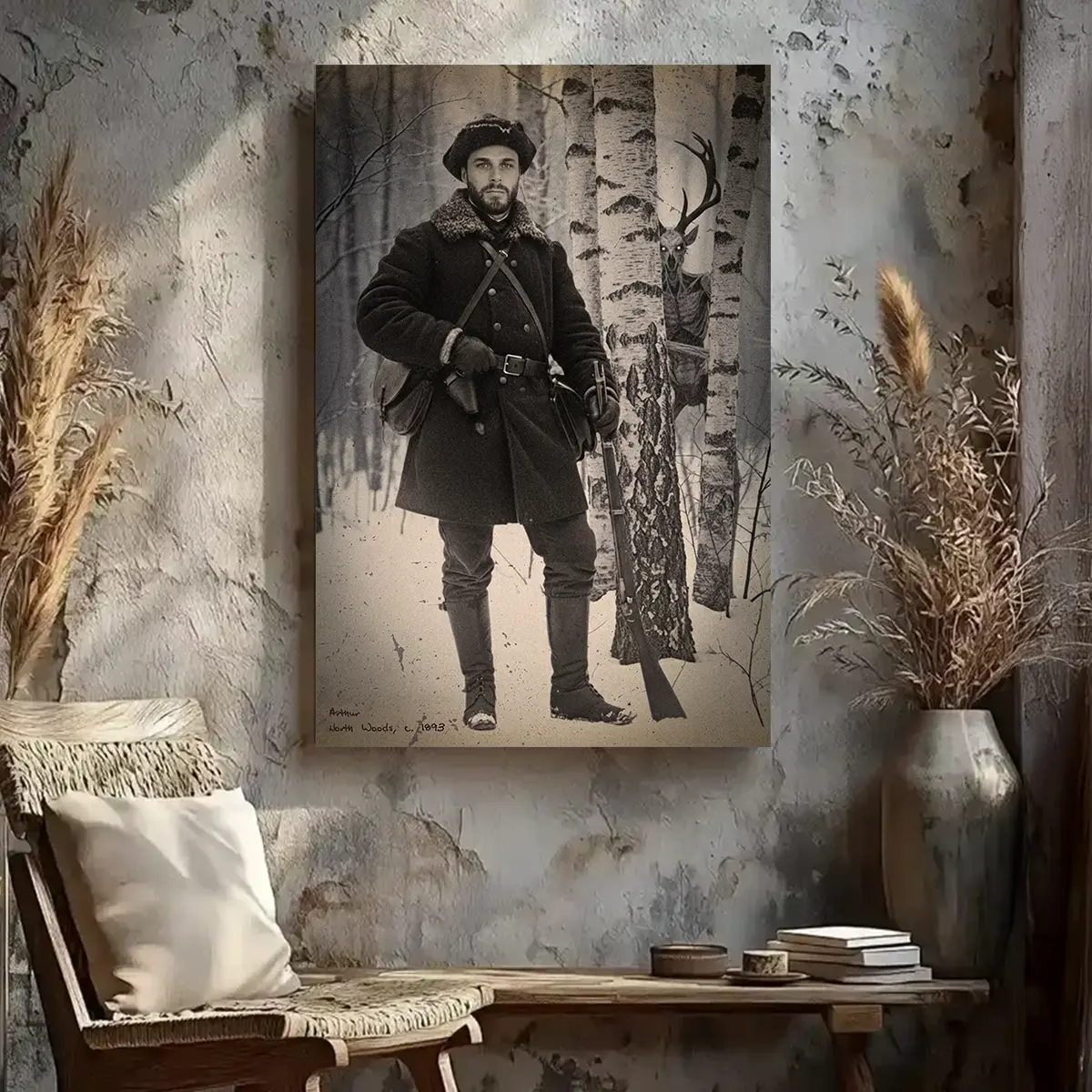 Personalized Wendigo Canvas | Custom Face 19th Century Photo, Gothic Horror Cryptid Wall Art 3 Personalized Wendigo Canvas Custom Face 19th Century Photo Gothic Horror Cryptid Wall Art