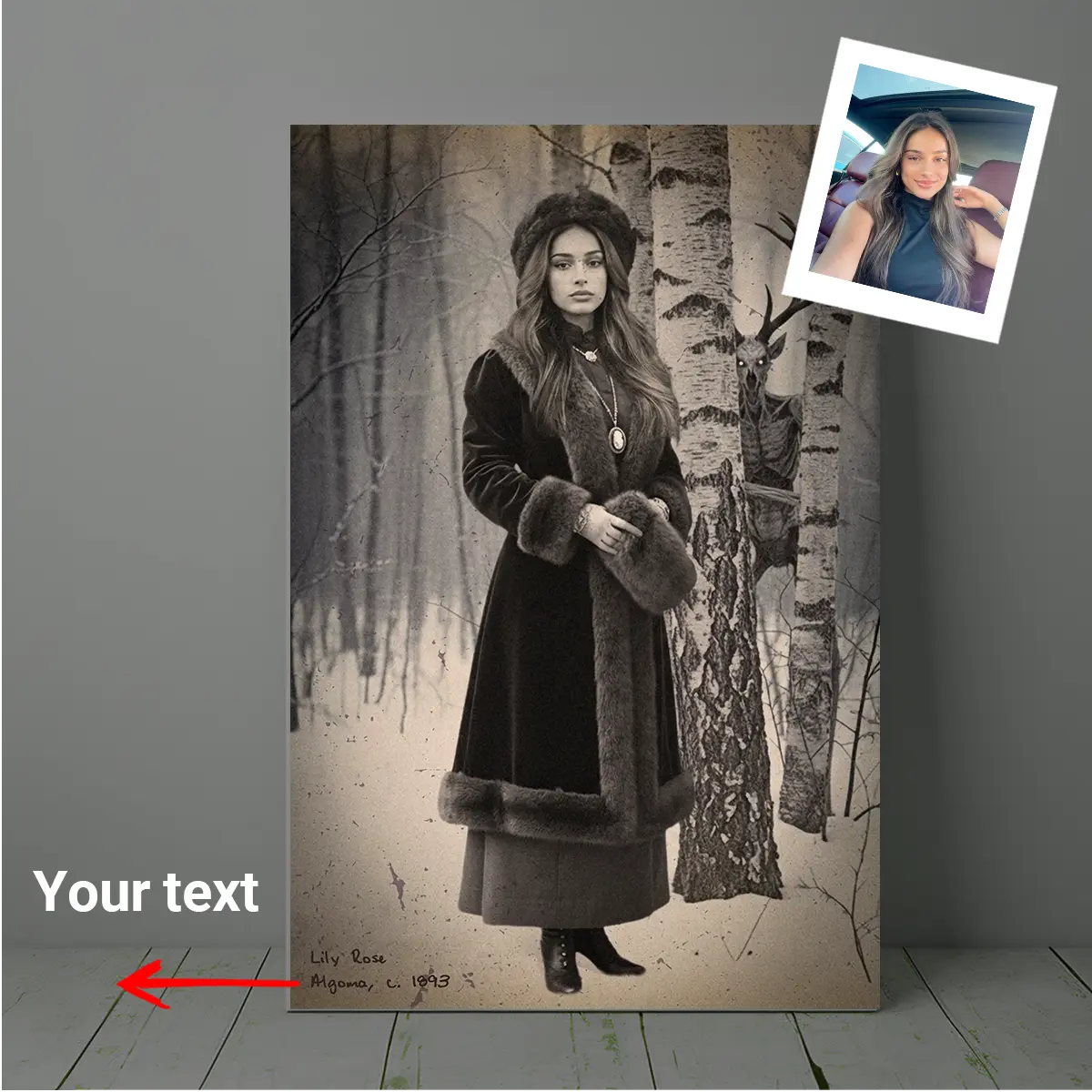 Personalized Wendigo Canvas | Custom Face 19th Century Photo, Gothic Horror Cryptid Wall Art 5 Personalized Wendigo Canvas Custom Face 19th Century Photo Gothic Horror Cryptid Wall Art