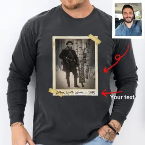 Personalized Wendigo Long Sleeve Tee Custom Face 19th Century Photo Gothic Horror Cryptid Crewneck