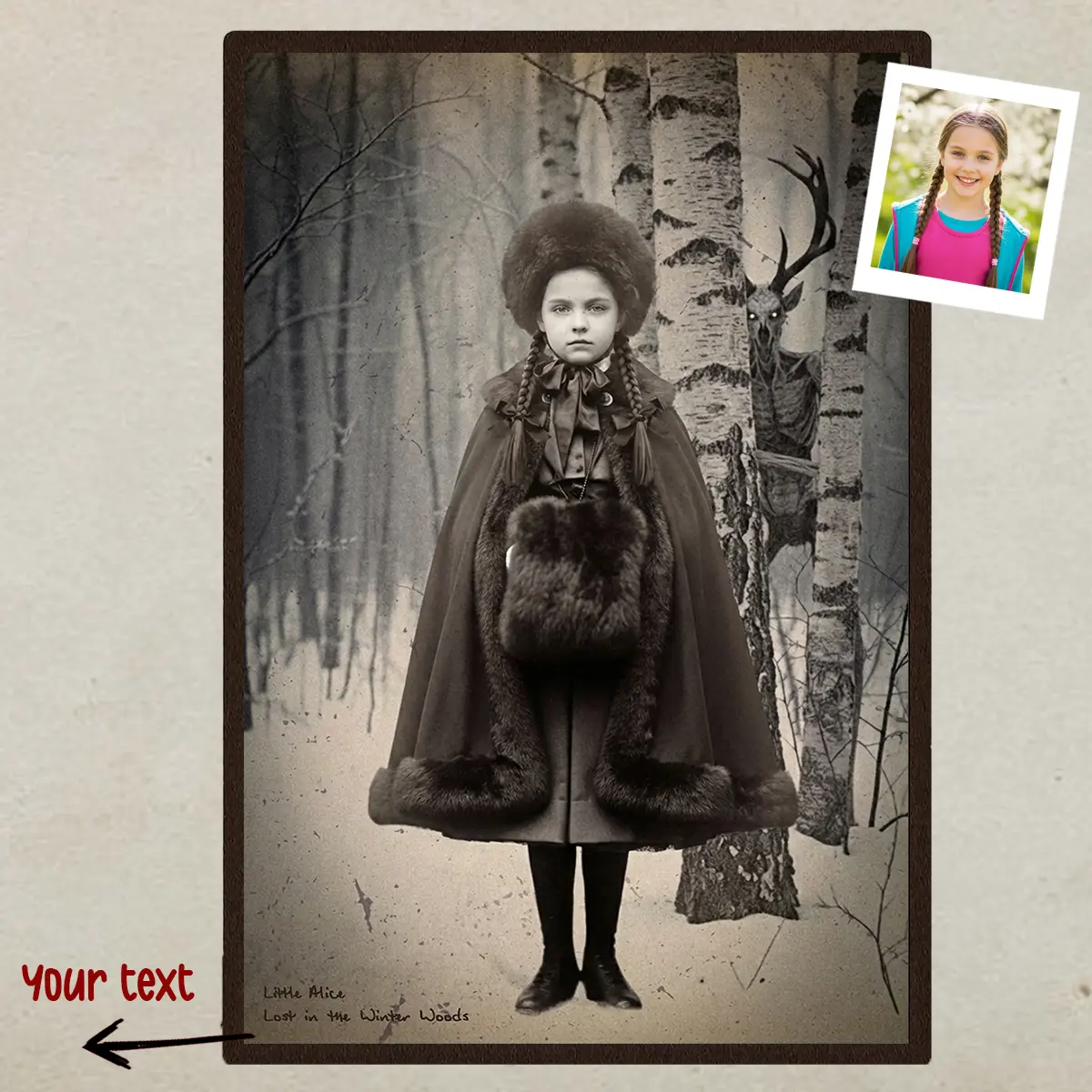 Personalized Wendigo Poster | Custom Face 19th Century Photo, Gothic Horror Cryptid Wall Art 9 Personalized Wendigo Poster Custom Face 19th Century Photo Gothic Horror Cryptid Wall Art