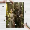 Create a custom face Star Wars girl jigsaw puzzle, featuring your daughter's photo as a Jedi with a Bigfoot co-pilot on premium wood.