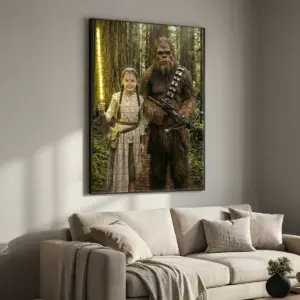 Custom Star Wars Girl with Bigfoot Wooden Jigsaw Puzzle | Funny Personalized Gift for Daughter 10 Custom Face Star Wars Girl with Bigfoot Wooden Jigsaw Puzzle Funny Personalized Gift for Daughter