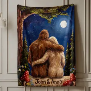 Personalized Bigfoot Couple Blanket | Romantic Van Gogh Sasquatch Valentine Cozy 11 Personalized Bigfoot Couple Blanket Romantic Van Gogh Sasquatch Valentine Cozy