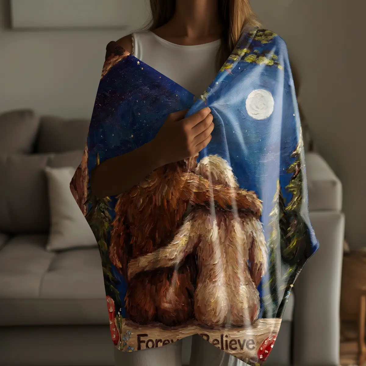 Personalized Bigfoot Couple Blanket | Romantic Van Gogh Sasquatch Valentine Cozy 8 Personalized Bigfoot Couple Blanket Romantic Van Gogh Sasquatch Valentine Cozy