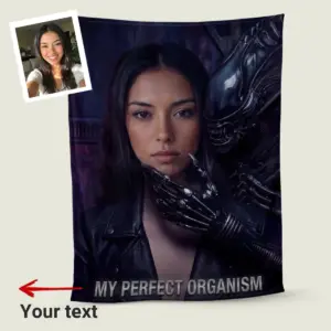 Custom Photo Alien Valentine Blanket Perfect Organism Bio-Mechanical Dark Sci-Fi Romance Cozy