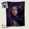 Custom Photo Alien Valentine Blanket Perfect Organism Bio-Mechanical Dark Sci-Fi Romance Cozy