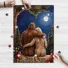 Custom Bigfoot Couple Wooden Jigsaw Puzzle Van Gogh Personalized Sasquatch Valentine Anniversary Gift