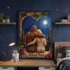 Custom Bigfoot Couple Wooden Jigsaw Puzzle Van Gogh Personalized Sasquatch Valentine Anniversary Gift