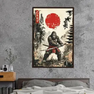 Custom Bigfoot Samurai Poster Personalized Japanese Kanji Name Sasquatch Ukiyo-e Art Decor