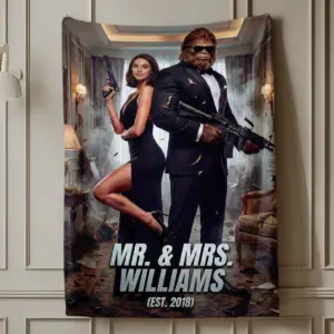 Custom Face Bigfoot Couple Blanket | Mr & Mrs Smith Sasquatch Valentine Anniversary Cozy 18 Custom Face Bigfoot Couple Blanket Mr & Mrs Smith Sasquatch Valentine Anniversary Cozy