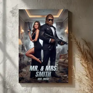 Custom Face Bigfoot Couple Canvas | Mr & Mrs Smith Sasquatch Valentine Anniversary Art 18 Custom Face Bigfoot Couple Canvas Mr & Mrs Smith Sasquatch Valentine Anniversary Art
