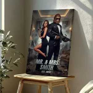 Custom Face Bigfoot Couple Canvas | Mr & Mrs Smith Sasquatch Valentine Anniversary Art 20 Custom Face Bigfoot Couple Canvas Mr & Mrs Smith Sasquatch Valentine Anniversary Art