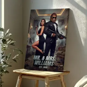 Custom Face Bigfoot Couple Canvas | Mr & Mrs Smith Sasquatch Valentine Anniversary Art 23 Custom Face Bigfoot Couple Canvas Mr & Mrs Smith Sasquatch Valentine Anniversary Art