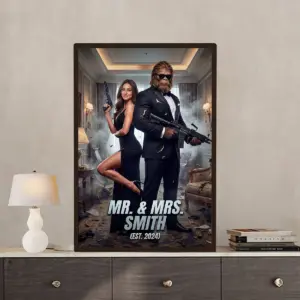 Custom Face Bigfoot Couple Poster | Mr & Mrs Smith Sasquatch Valentine Anniversary Gift 18 Custom Face Bigfoot Couple Poster Mr & Mrs Smith Sasquatch Valentine Anniversary Gift