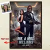 Custom Face Bigfoot Couple Poster Mr & Mrs Smith Sasquatch Valentine Anniversary Gift