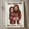 Custom Face Bigfoot Couple Valentine Blanket Funny Personalized Text Photo Sasquatch