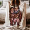 Custom Face Bigfoot Couple Valentine Blanket Funny Personalized Text Photo Sasquatch