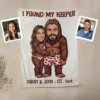 Custom Face Bigfoot Couple Valentine Blanket Funny Personalized Text Photo Sasquatch