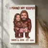 Custom Face Bigfoot Couple Valentine Canvas Funny Personalized Text Photo Sasquatch Anniversary Gift