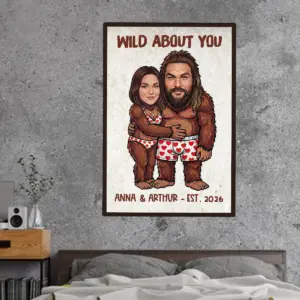 Custom Face Bigfoot Couple Valentine Poster | Funny Personalized Text & Photo Sasquatch Anniversary Gift 12 Custom Face Bigfoot Couple Valentine Poster Funny Personalized Text Photo Sasquatch Anniversary Gift