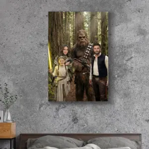 Custom Face Star Wars Bigfoot Family Canvas Funny Personalized Sasquatch Wall Art