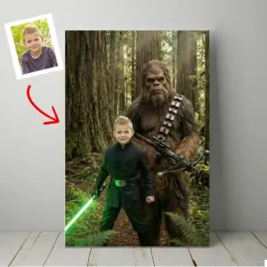 Custom Face Star Wars Bigfoot Family Canvas Funny Personalized Sasquatch Wall Art