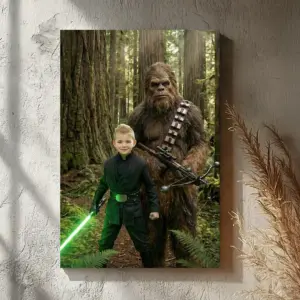 Custom Face Star Wars Bigfoot Family Canvas Funny Personalized Sasquatch Wall Art