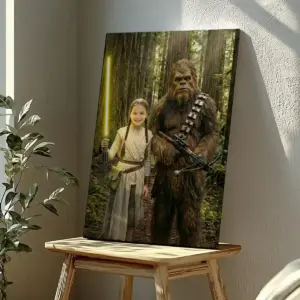 Custom Face Star Wars Bigfoot Family Canvas Funny Personalized Sasquatch Wall Art