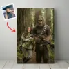 Custom Face Star Wars Bigfoot Family Canvas Funny Personalized Sasquatch Wall Art