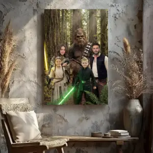 Custom Face Star Wars Bigfoot Family Canvas Funny Personalized Sasquatch Wall Art