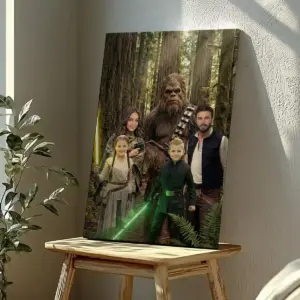 Custom Face Star Wars Bigfoot Family Canvas Funny Personalized Sasquatch Wall Art
