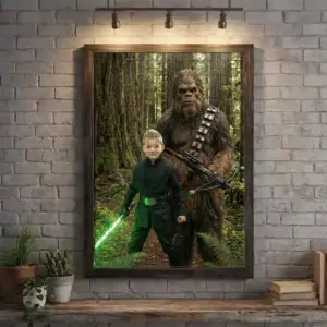 Custom Face Star Wars Bigfoot Family Wooden Jigsaw Puzzle Funny Personalized Sasquatch Gift