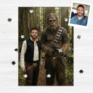 Custom Face Star Wars Bigfoot Family Wooden Jigsaw Puzzle Funny Personalized Sasquatch Gift