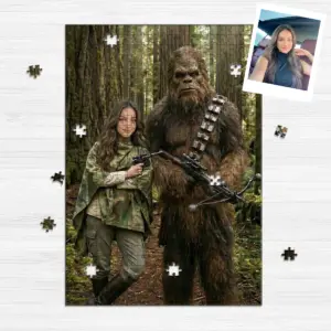 Custom Face Star Wars Bigfoot Family Wooden Jigsaw Puzzle Funny Personalized Sasquatch Gift