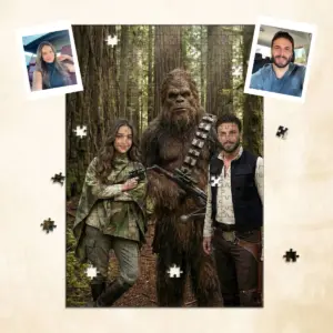 Custom Face Star Wars Bigfoot Family Wooden Jigsaw Puzzle Funny Personalized Sasquatch Gift