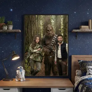 Custom Face Star Wars Bigfoot Family Wooden Jigsaw Puzzle Funny Personalized Sasquatch Gift