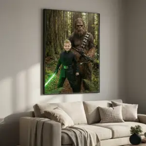 Custom Face Star Wars Boy with Bigfoot Wooden Jigsaw Puzzle | Funny Personalized Gift for Son 9 Custom Face Star Wars Boy with Bigfoot Wooden Jigsaw Puzzle Funny Personalized Gift for Son
