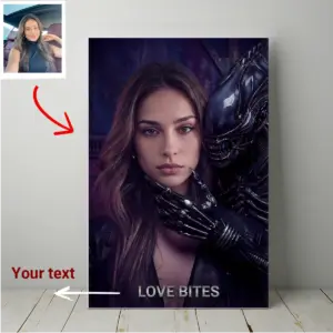 Custom Photo Alien Valentine Canvas Perfect Organism Bio-Mechanical Dark Sci-Fi Romance Art