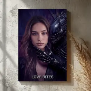 Custom Photo Alien Valentine Canvas Perfect Organism Bio-Mechanical Dark Sci-Fi Romance Art