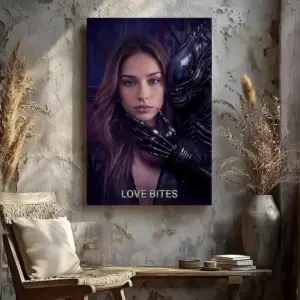 Custom Photo Alien Valentine Canvas Perfect Organism Bio-Mechanical Dark Sci-Fi Romance Art