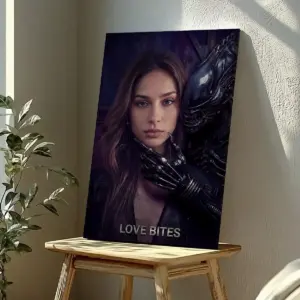 Custom Photo Alien Valentine Canvas Perfect Organism Bio-Mechanical Dark Sci-Fi Romance Art